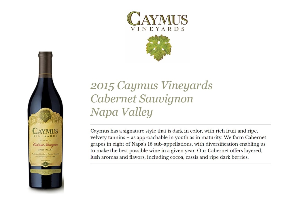 Caymus vineyards online cabernet sauvignon 2015